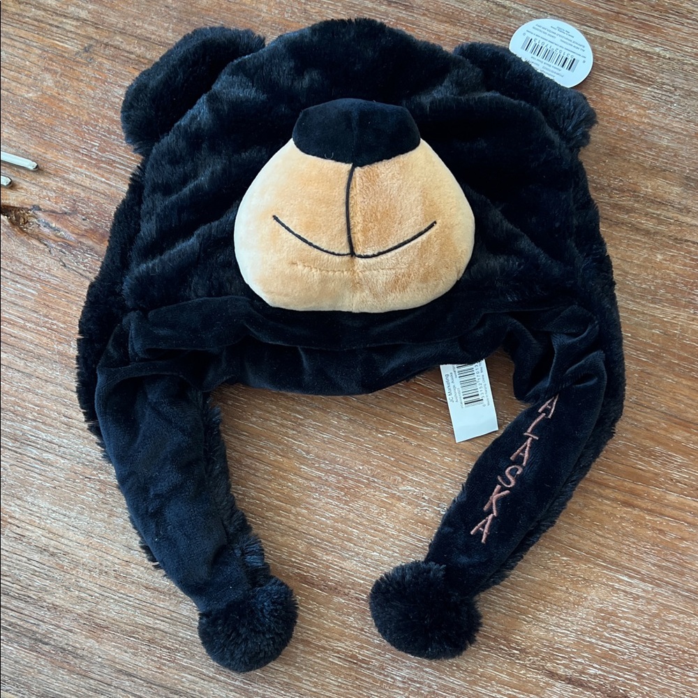 Plush Black Bear Hat for Kids